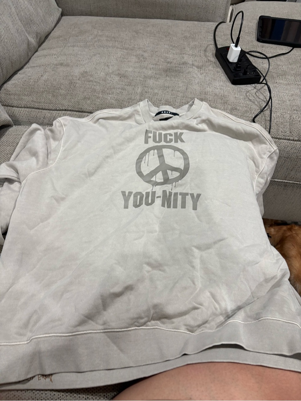 Ksubi Off-White Crewneck Sweatshirt with Gray Graphic